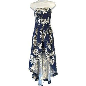 Speechless Blue Hi Low Floral Special Occasions Dress Size 5 Summer Party NWT